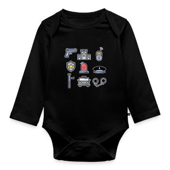 Polizei Sammlung Kinder Polizist Cop Geschenk - Baby Bio-Langarm-Body - Schwarz - Vorne
