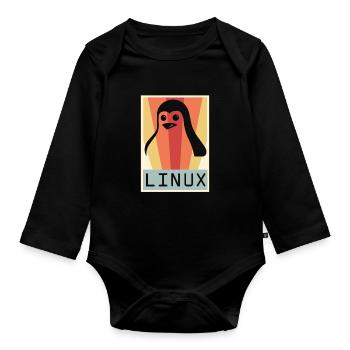 Geek Linux Pinguin PC Nerd IT Experte - Baby Bio-Langarm-Body - Schwarz - Vorne