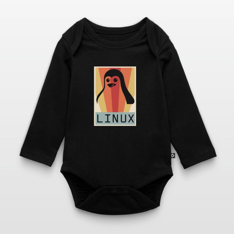 Geek Linux Pinguin PC Nerd IT Experte Baby Bio-Langarm-Body