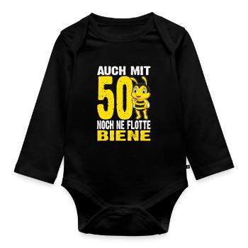 Auch Mit 50 Noch Ne Flotte Biene - 50. Geburtstag - Baby Bio-Langarm-Body - Schwarz - Vorne