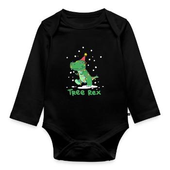 Weihnachten Tree Rex - Baby Bio-Langarm-Body - Schwarz - Vorne