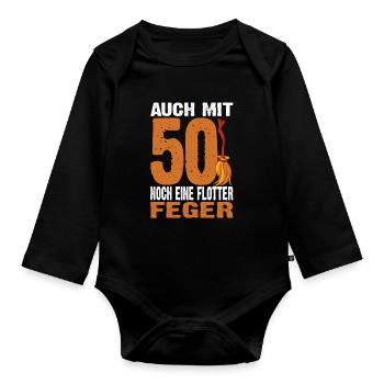 Auch Mit 50 Noch Ein Flotter Feger 50. Geburtstag - Baby Bio-Langarm-Body - Schwarz - Vorne