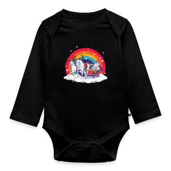 Licorne de Noël - Body Bébé bio manches longues - noir - Devant