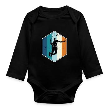 Badminton - Baby Bio-Langarm-Body - Schwarz - Vorne