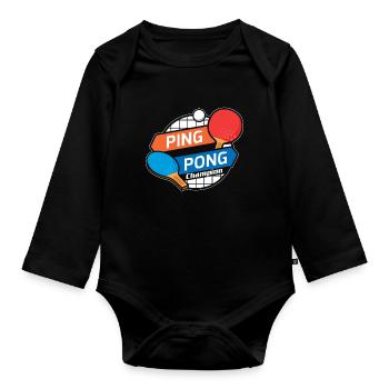 Tennis de table ping-pong cadeau de joueur de tennis de table - Body Bébé bio manches longues - noir - Devant