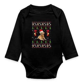 Idée cadeau de chandail de chien de Noël laid - Body Bébé bio manches longues - noir - Devant