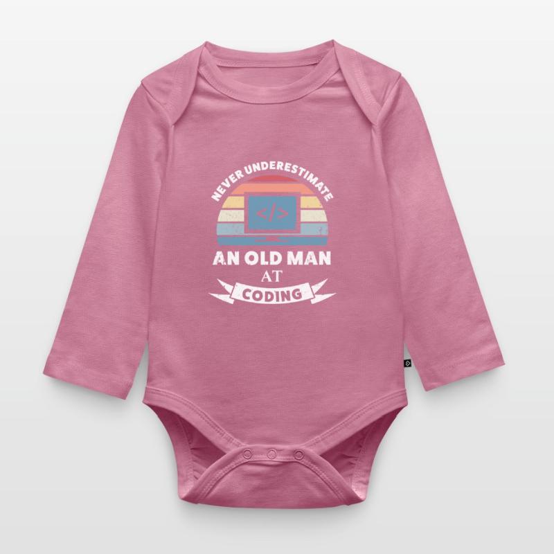Funny Old Man at Coding Programming Gift Organic Longsleeve Baby Bodysuit