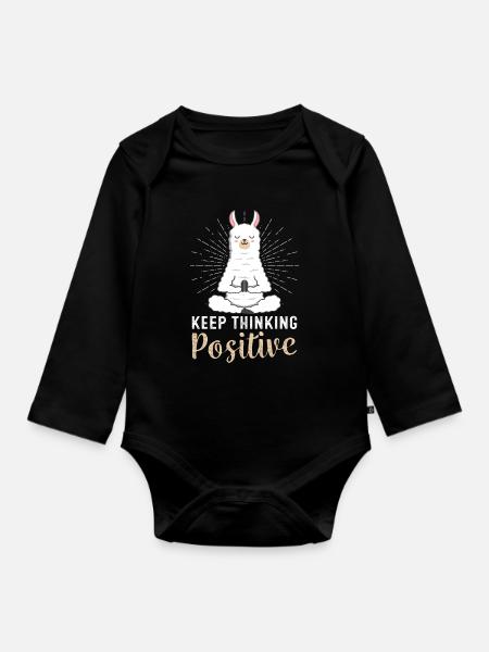 Positiv Denken Lama Yoga Karma Lamaste - Baby Bio-Langarm-Body - Schwarz
