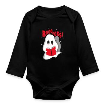 Lesen Buch Bücher Leser Geschenk - Baby Bio-Langarm-Body - Schwarz - Vorne