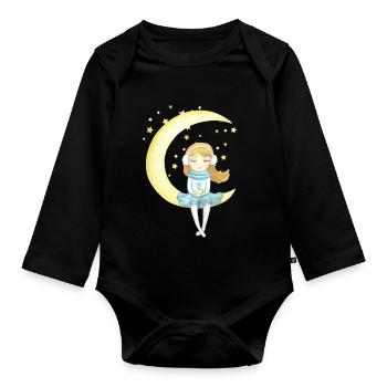 Luna stars - Body Bébé bio manches longues - noir - Devant