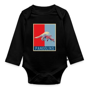 Pangolin gift pangolin tshirt pangolin - Organic Longsleeve Baby Bodysuit - black - Front