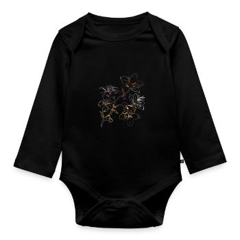 beautiful flowers - Organic Longsleeve Baby Bodysuit - black - Front