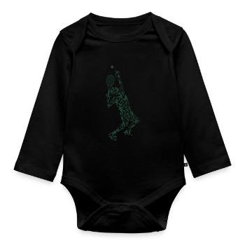 Tennis player figure tennis trainer tennis coach Ges - Organic Longsleeve Baby Bodysuit - black - Front