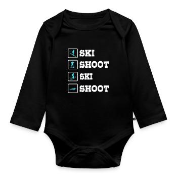 Biathlon - Baby Bio-Langarm-Body - Schwarz - Vorne