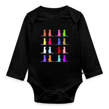 Meerkat colorful retro design - Organic Longsleeve Baby Bodysuit - black - Front