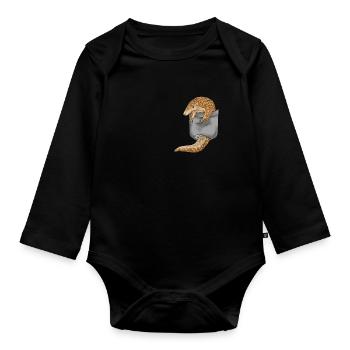 Pangolin gift pangolin tshirt pangolin - Organic Longsleeve Baby Bodysuit - black - Front