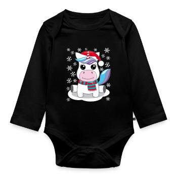 Unicorn Christmas gift Christmas present - Organic Longsleeve Baby Bodysuit - black - Front