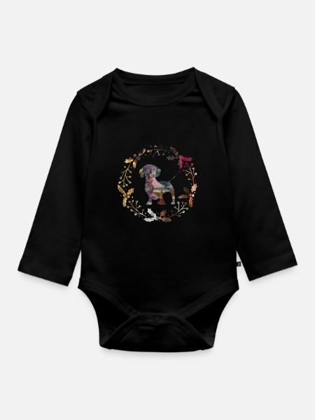 teckel - Baby bio-rompertje met lange mouwen - zwart