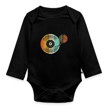 Scarf Plate Vinyl - Retro Turntable - DJ - Organic Longsleeve Baby Bodysuit - black - Front