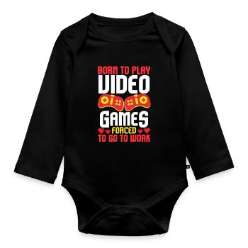 Video Gaming Gamer - Baby Bio-Langarm-Body - Schwarz - Vorne