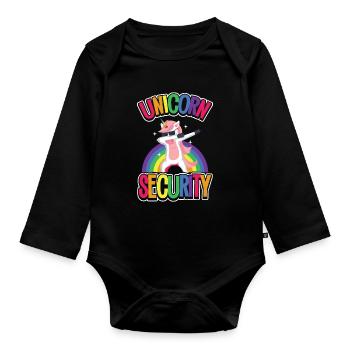 Sécurité de la licorne - Body Bébé bio manches longues - noir - Devant