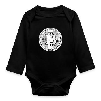 Bitcoin - Baby Bio-Langarm-Body - Schwarz - Vorne