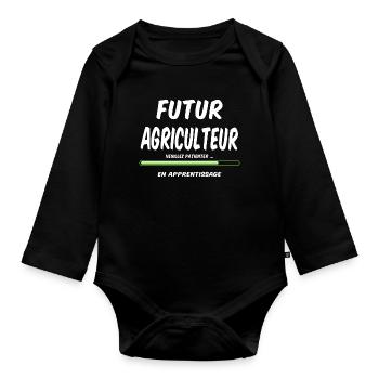 Futur agriculteur - Body Bébé bio manches longues - noir - Devant