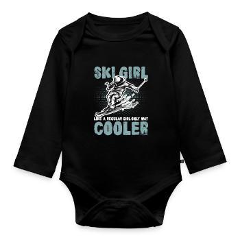 Ski Girl Skiing - Baby Bio-Langarm-Body - Schwarz - Vorne