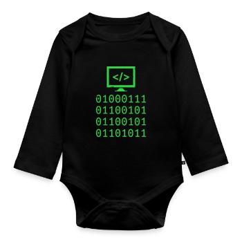 Programming Binary Code Coding Gift - Organic Longsleeve Baby Bodysuit - black - Front