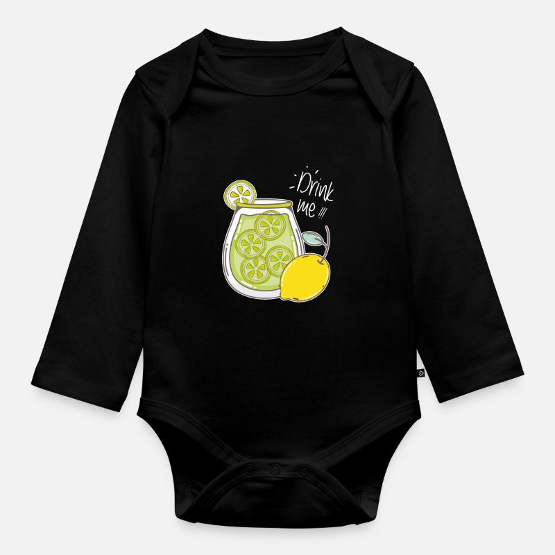 Limonade Zitrone Getränk Sommererfrischung - Baby Bio-Langarm-Body - Schwarz