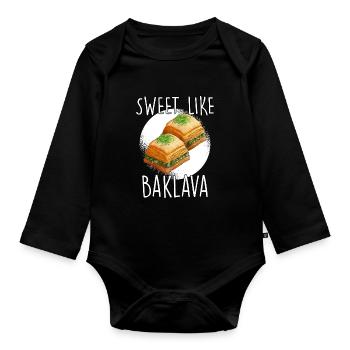 Doux comme baklava Turquie Grèce cadeau - Body Bébé bio manches longues - noir - Devant