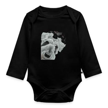 Curious Schnauzer Dog - Organic Longsleeve Baby Bodysuit - black - Front