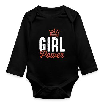 Girl power Girl power - Organic Longsleeve Baby Bodysuit - black - Front