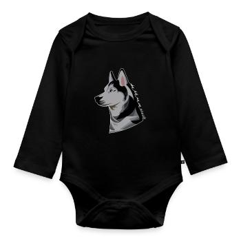 Husky - Great gift for husky lovers - Organic Longsleeve Baby Bodysuit - black - Front
