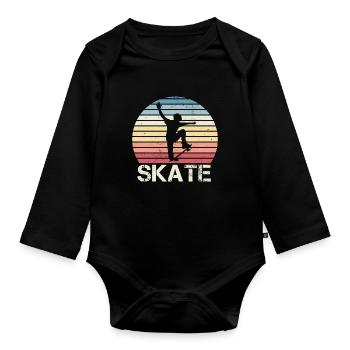 Skateboarding Sunset Skater Boys Gift - Body Bébé bio manches longues - noir - Devant