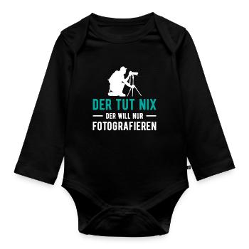 Der Tut Nix der Will nur Fotografieren Kamera Foto - Baby Bio-Langarm-Body - Schwarz - Vorne