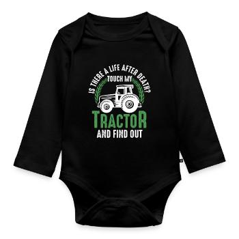 Tractor Tractors Tractor Gift - Organic Longsleeve Baby Bodysuit - black - Front
