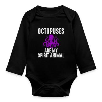 Octopus Octopus Spirit Animal - Organic Longsleeve Baby Bodysuit - black - Front