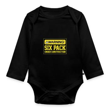 Sixpack Gym Warning Build Muscle - Body Bébé bio manches longues - noir - Devant