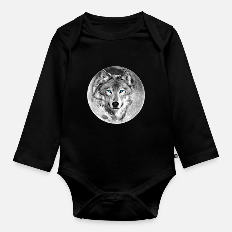 Wolf - Baby Bio-Langarm-Body - Schwarz