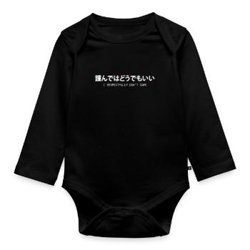 I Respectfully Don't Care Japanese Gift - Organic Longsleeve Baby Bodysuit - black - Front