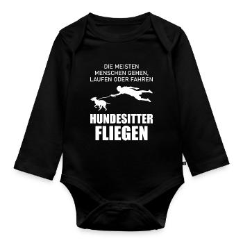 Hundesitter Dogsitter Lustiger Spruch Geschenk - Baby Bio-Langarm-Body - Schwarz - Vorne