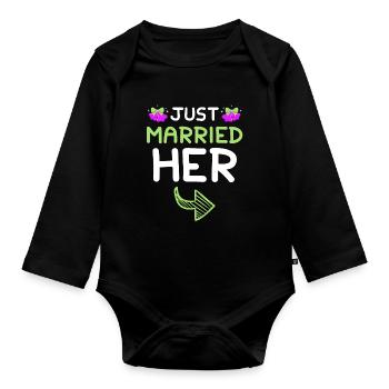 Vient d'épouser son mariage - Body Bébé bio manches longues - noir - Devant