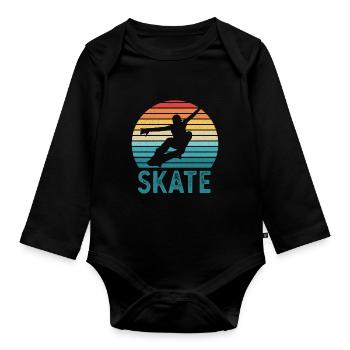 Skate Sunset Skateboarding Retro Boys - Baby Bio-Langarm-Body - Schwarz - Vorne