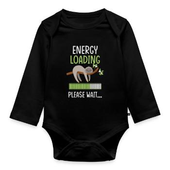 Sloth sloth lazy gift - Organic Longsleeve Baby Bodysuit - black - Front