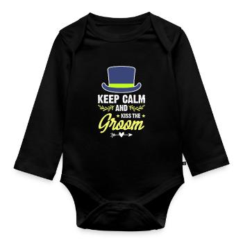 Keep Calm Groom Groom - Organic Longsleeve Baby Bodysuit - black - Front