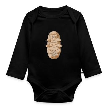 Funny Meditate Tardigrade - Organic Longsleeve Baby Bodysuit - black - Front