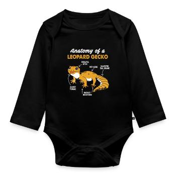 Gecko Anatomie - Baby Bio-Langarm-Body - Schwarz - Vorne