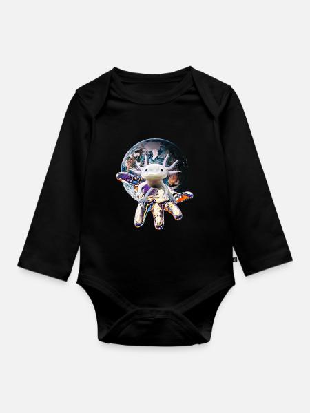 Axolotl - Baby Bio-Langarm-Body - Schwarz