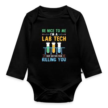 Science laboratoire science disant - Body Bébé bio manches longues - noir - Devant